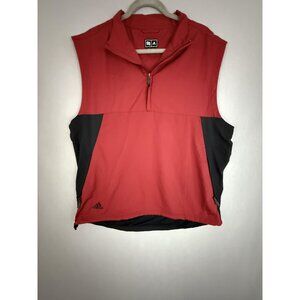 Adidas ClimaProof Vest Mens Large‎ Red Black Wind Resistant Quarter Zip 825261
